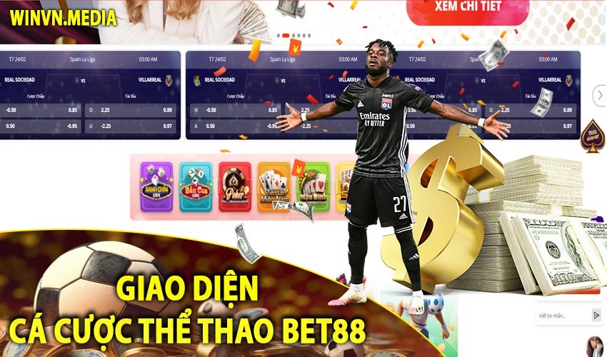 Giao diện thể thao bet88 thân thiện dễ sử dụng